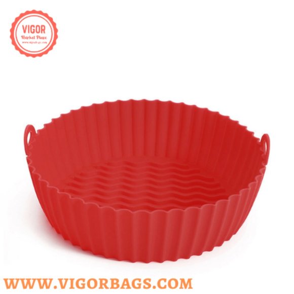 Silicone Non Stick Round Basket with Handles & 8 inch Basket Silicone Mat With H - Picture 3 of 14
